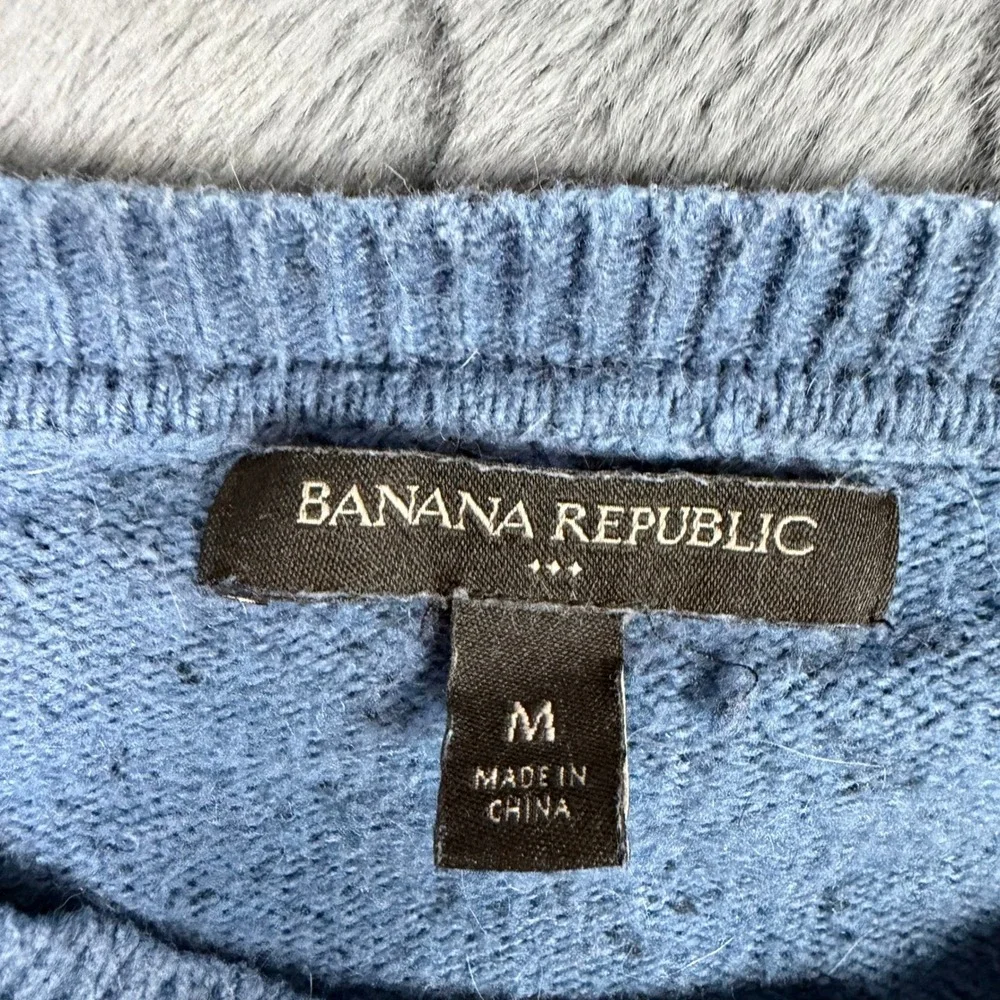 Banana Republic Mens Blue Heathered Cotton Wool Blend Crew Neck Sweater Medium